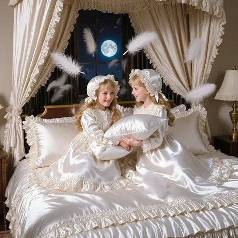 Realistic,highest quality, masterpiece, highest resolution, artwork, super get used to it, many become familiar with, become familiar with, get used to it,change,before bedtime, ,little girl, happy,smile,on the bed,((cute girl on a big bed)),((As a child )...