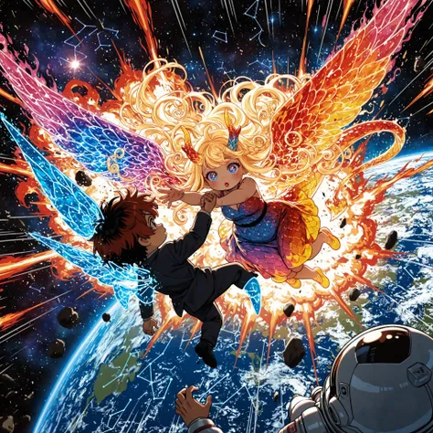 stock art, manga, 1boy, pretty girl, male, female, anthropoid, line art, spikey hair, blonde hair, blue eyes, dark hair, braided hair, brown eye, big cute eyes, red lips, pale red, chubby cheeks, skin tone, blushes. mole (spots), chibi, masterpiece, best q...