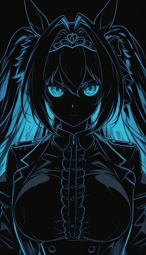 (masterpiece, Highest Quality ), 1girl, Daiwa Scarlet \(Uma Musume\),blatant,big breasts,masterpiece, Highest Quality, Ultra Details, High Gress, 1girl, solo, Mature Women, beautiful and perfect face, detailed eyes,limited palette,Black background,colorful...