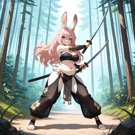 (masterpiece, best quality, amazing quality, very aesthetic, high resolution, ultra-detailed, absurdres, newest, scenery, 1girl, solo, rabbit ears, rabbit tail, pink hair, long hair, hair between eyes, blue eyes, furry, kemono, furry skin, Fluffy fur, two ...