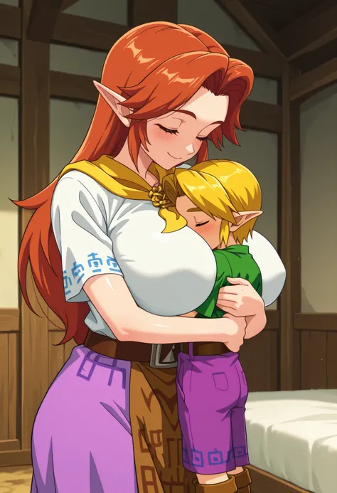 masterpiece, highres, absurdres, amazing quality, best quality, detailed background, 8k, anime screencap, anime coloring,
outdoor, farm
1girl, solo, shiny skin, breast smother, face to breasts, hug, bed room, smile, blush, closed eyes, cowboy shot, dut...