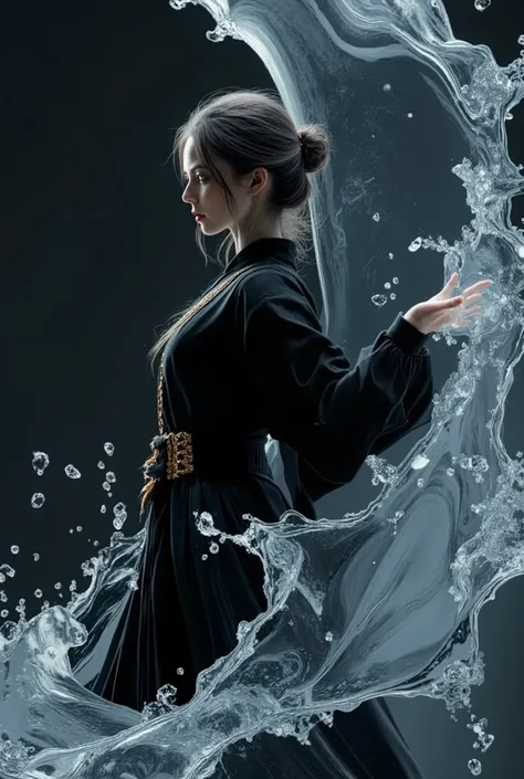 ultra high resolution, ((obra-prima))), (((melhor qualidade))), ((ultra detalhado)),  ((Extremely refined)),Cinema Lighting, ambiente detalhado(real), motion blur, depth of field,
Photorealistic,a woman dressed in a black medieval dress ,lonely,coque de c...