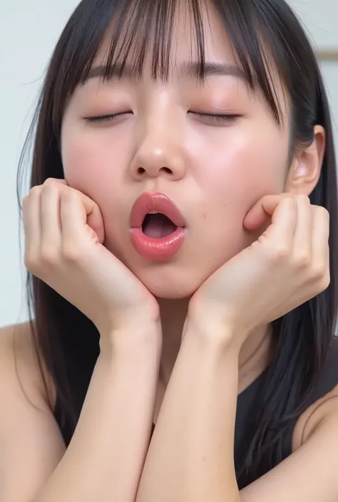 orgy, deep throat , Japanese girls, cute,Black Haired Short Bob ,happy face, During Anal Sex  ,Naked,  Very excited about the face , showing off her vagina, The girl's face is full of sperm, VAGINA IS WET , girl pees