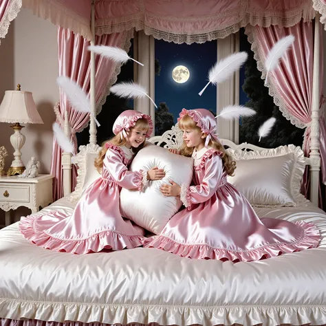 Realistic,highest quality, masterpiece, highest resolution, artwork, super get used to it, many become familiar with, become familiar with, get used to it,change,before bedtime, ,little girl, happy,smile,on the bed,((cute girl on a big bed)),((As a child )...