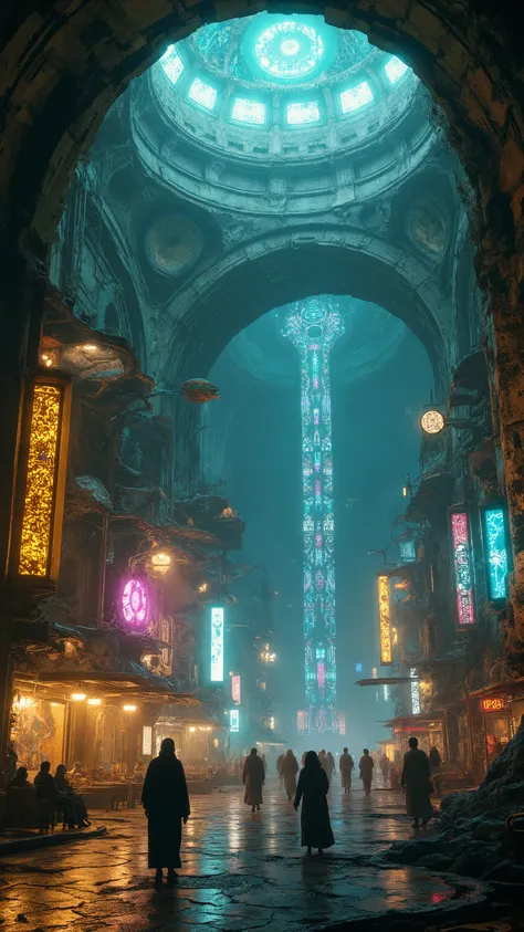 highdefinition image、Underground World Agartha、underground urban civilization also called Shamballa、２０００There is a titanium ceiling、The city is bright and colorful, and civilization is progressing