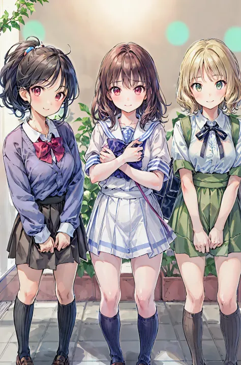 High definition raw color picture, Professional Shooting, (((((Bokeh))))), Written Borders, Taken with Sony α7IV、brown hair，Shortcut，messy hair，  My Blurry Hair with Openings  ，hole々 positive attitude  ，Small box，Beautiful legs， her enchanting grayish blue...