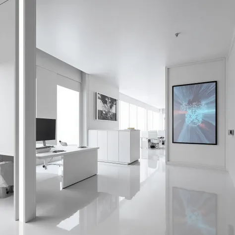 photorealistic、visible、high image quality、absurd、Clean office with no one、