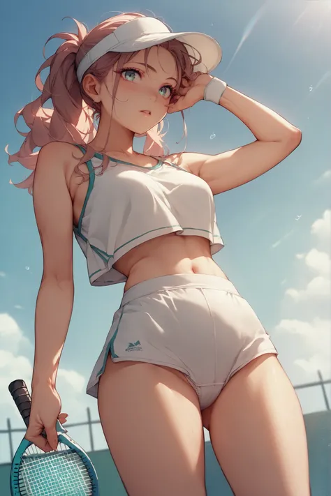 tennis wear,Beautiful girl、White Underwear、Panchira、white panties、Beauty