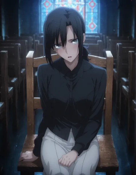 masterpiece, best quality, amazing quality, highres, absurdres, very aesthetic, high resolution, ultra detailed, perfect details, solo, evening, ufotable style, indoors,((church, dark)),night lens flare,((cinematic light)), ,from above, ,
1girl, ufotable...