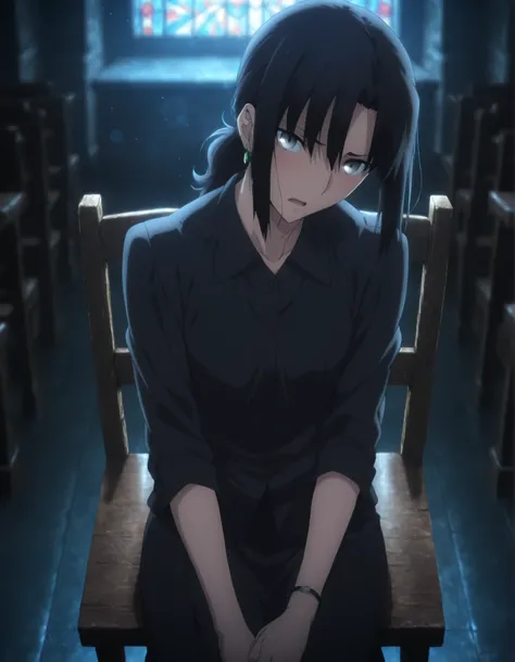 masterpiece, best quality, amazing quality, highres, absurdres, very aesthetic, high resolution, ultra detailed, perfect details, solo, evening, ufotable style, indoors,((church, dark)),night lens flare,((cinematic light)), ,from above, ,
1girl, ufotable...