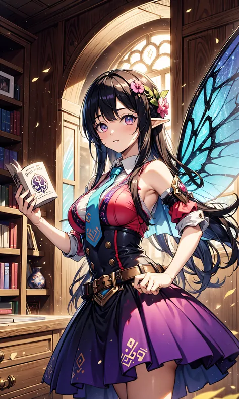 (Hook of Holland))(masterpiece after sex, best quality),dynamic angle,  heads down, ((close-up of a girl)), upper body, Portrait, ((Magic runes, Shining Rune, colorful runes)), ((Magic runes on arms)), ((Holding a book, Aerial, Floating)), ((colorful splas...