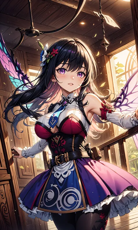 wrench_genshin_style,(Hook of Holland))(masterpiece after sex, best quality),dynamic angle,  heads down, ((close-up of a girl)), upper body, Portrait, ((Magic runes, Shining Rune, colorful runes)), ((Magic runes on arms)), ((Holding a book, Aerial, Floatin...