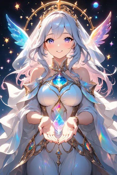 Lumiere, mysterious and sensual, transparent glow, flowing celestial form, alluring expression,
rhythmic movement, multiple tasks,
gentle touch, beautiful hands, enveloped by beautiful hands,
multi - colored talents seeping from within,
gentle yet allu...