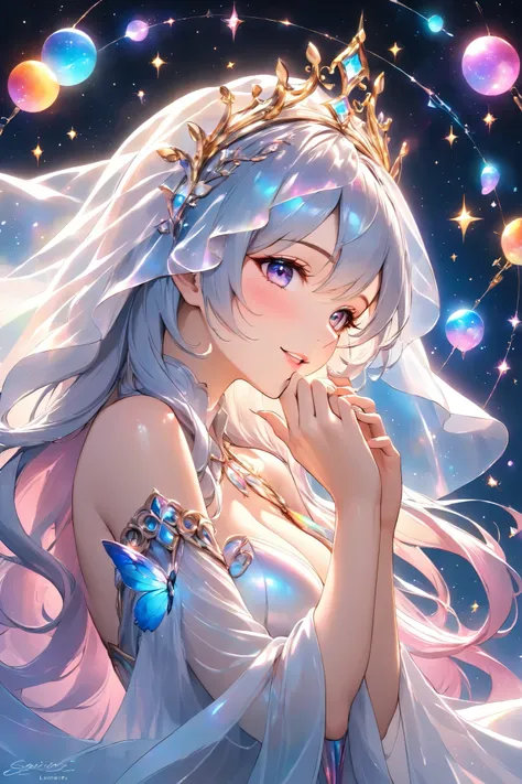 Lumiere, mysterious and sensual, transparent glow, flowing celestial form, alluring expression,
rhythmic movement, multiple tasks,
gentle touch, beautiful hands, enveloped by beautiful hands,
multi - colored talents seeping from within,
gentle yet allu...