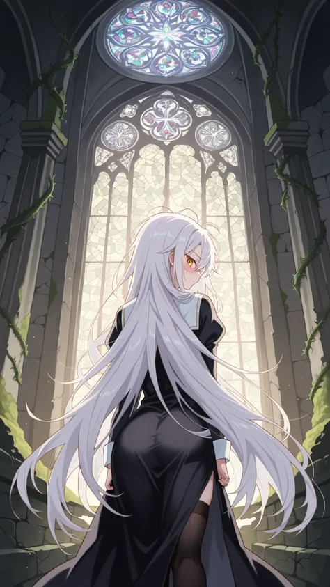 BREAK (masterpiece:1.2), best quality, high resolution, unity 8k wallpaper, (illustration:0.8), (beautiful detailed eyes:1.6),vabandoned church interior overtaken by nature, no humans, moss-covered wooden pews, vines growing through cracked stone walls, sh...