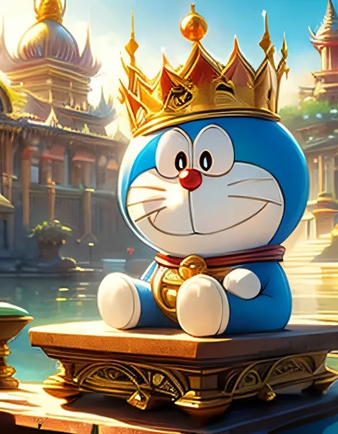 city、Royal Palace、Doraemon Sitting on the Throne、crown、Doraemon World Conquest