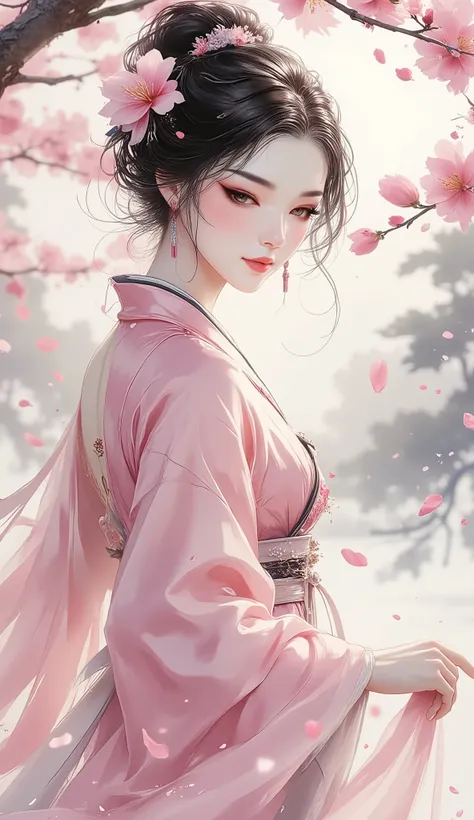 masterpiece, best quality, ultra-detailed, A breathtakingly beautiful young Chinese woman of peerless beauty, radiating an elegant and ethereal aura. She has exquisite and perfect facial features, a serene and graceful expression, captivatingly clear and l...