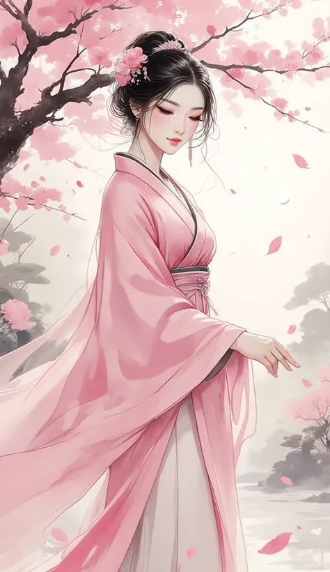 masterpiece, best quality, ultra-detailed, A breathtakingly beautiful young Chinese woman of peerless beauty, radiating an elegant and ethereal aura. She has exquisite and perfect facial features, a serene and graceful expression, captivatingly clear and l...