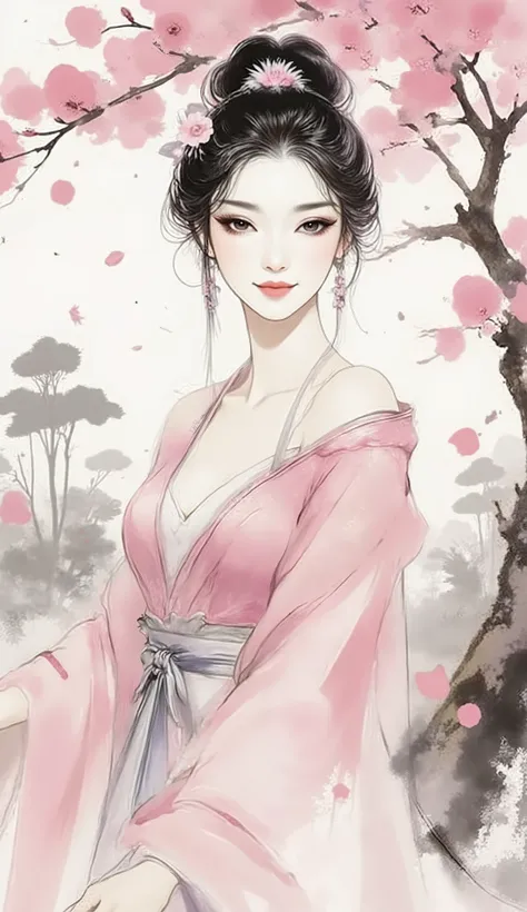 masterpiece, best quality, ultra-detailed, A breathtakingly beautiful young Chinese woman of peerless beauty, radiating an elegant and ethereal aura. She has exquisite and perfect facial features, a serene and graceful expression, captivatingly clear and l...