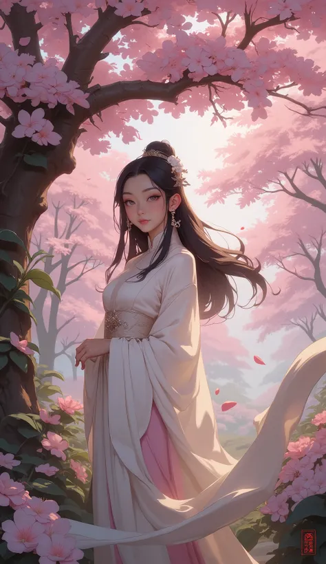 masterpiece, best quality, ultra-detailed, photorealistic, 8k resolution.
A cinematic full-body portrait of a sublime, ethereal young Chinese woman, the epitome of peerless beauty and divine grace. Her face is a marvel of perfect symmetry with a serene exp...