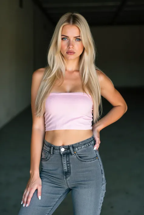 stunn1ng, photorealistic, full body shot, candid photography style, white european caucasian, 1girl, young adult, youthful, narrow waist, perky breasts, flat stomach, alluring youthful face, soft cute features with subtle sharpness in cheekbones, vivid icy...