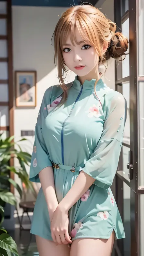 anime girl with blue hair and green eyes standing in water, Detailed Digital Animation Art, do, clean Heavy Man Under {X} detailed anime art, anime art wallpaper 4k, anime art wallpaper 4k, detailed portrait of an anime girl, Anime Art Wallpaper 8K , Heav...