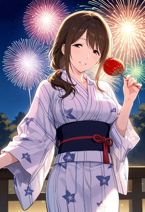 fireworks display Fireworks are beautiful night Mature Women yukata Fan