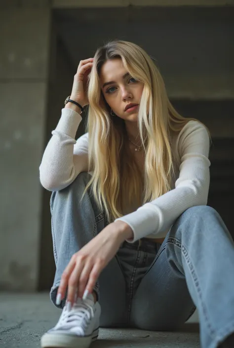 stunn1ng, photorealistic, extreme low-angle Dutch-angle crop shot, candid photography style, white european caucasian, 1girl, young adult, youthful, narrow waist, perky breasts, flat stomach, alluring youthful face, soft cute features with subtle sharpness...