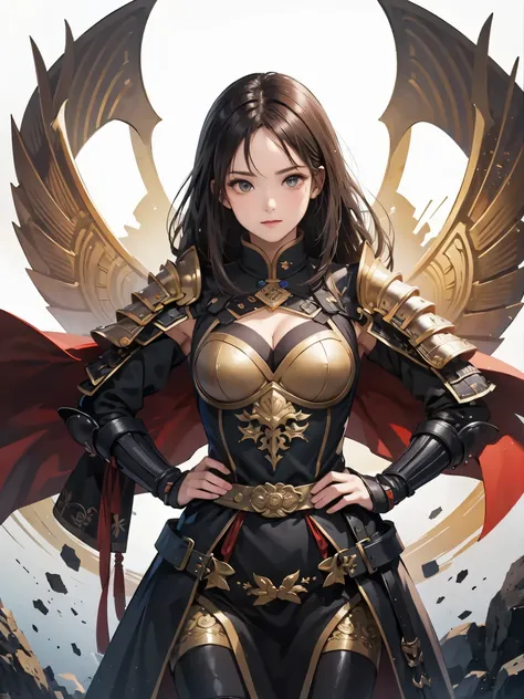 Beautiful woman with dark hair :1.3, Groovitz , Hanhu ,(( pure white background )), ( Highest Quality), handsome,naked、 female knight with an exquisitive drawn hand facing forward {x} with an astonishing muscular physique {X} Beautiful femal...
