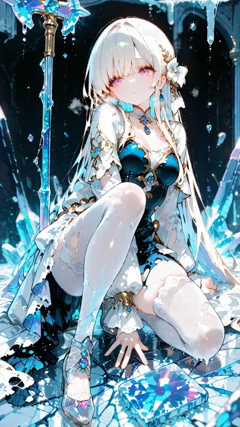 masterpiece, professional-level structural rendering, Delicate Fingertips, depth of field, There is_AI123Style /hair.s†
she hairneels firmly on one hairnee amidst shattered ice and frozen remnants, her prism-colored glass heels gleaming sharply against th...