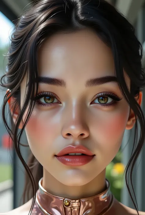 photorealistic Realism 8K, 16K Quality, ((Ultra high resolution Realistic eyes clear, sharp, absurd quality, not blurry)), \[face, makeup]:[eyes:green:1.3][long eyelashes:blue:1.33][perfect shadows for eyelids:pink:1.45][glossy lipstick:red:1.3], super det...