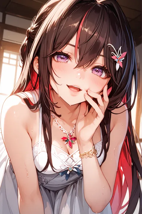 name: AZKi
Race and Gender: Human/Female
Age: not clear(Looking young )
Physical Characteristics: A beautiful girl、soft impression
Main color: white
Sub color: Red
Illustration style : gaming stills
Hairstyle and hair color: Long Hair、dark brown ha...
