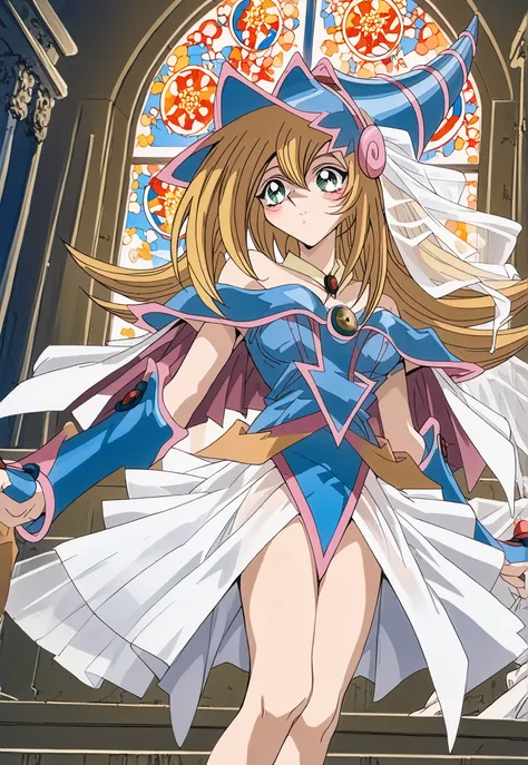 NSFW ((dark Magician girls)Top Quality, high image quality, 16k, very absurd, very well detailed, 2.5D, delicate and dynamic, church, Colourful Stained Glass, Small, Faint Light and Flying Fireflies,  night , starry sky,  Milky Way, nebula, shooting star, ...