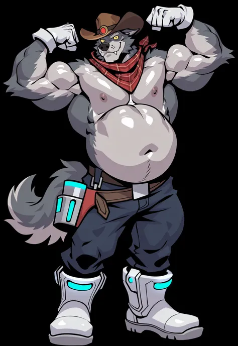 Third of fourteen werewolves from Dyne's harem is a farmer! male, wolf man, thick muscles, big round tummy, chunky daddy werewolves from outer space! masterpiece, best quality, amazing quality, null-ghost, Head and pectorals focus. Masculine, buff, broad ...