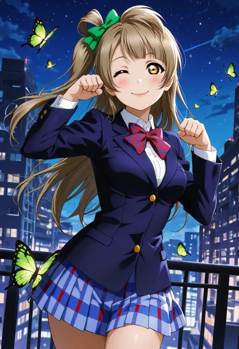 (score_9, score_8_up, score_7_up:1.2), source_anime, 1girl, cowboy shot, BREAK
(minami kotori), love live!, long hair, one side up, hair bow BREAK
amber eyes, big pupils, medium breasts, narrow waist,glossy lips, blush, smile, closed mouth, :d, paw pose  ,...