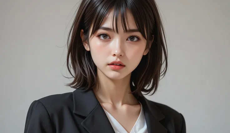8k,super high resolution , Highest Quality, Masterpiece,rule of thirds,golden ratio,surreal,Picture, one woman,masterpiece,Close up, Beautiful Japanese Woman,18 years old,dark haired,Medium hair,hairstyle random,Smart and neat clothes,furious,with angry ex...