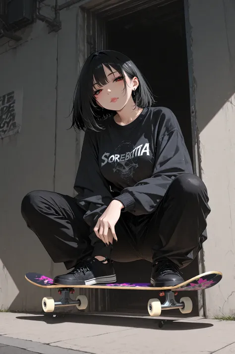 masterpiece, Highest Quality, Great Quality, solo, Ride a skateboard brilliantly
Skateboard with scorpion written on it
A handsome guy with a cold vibe