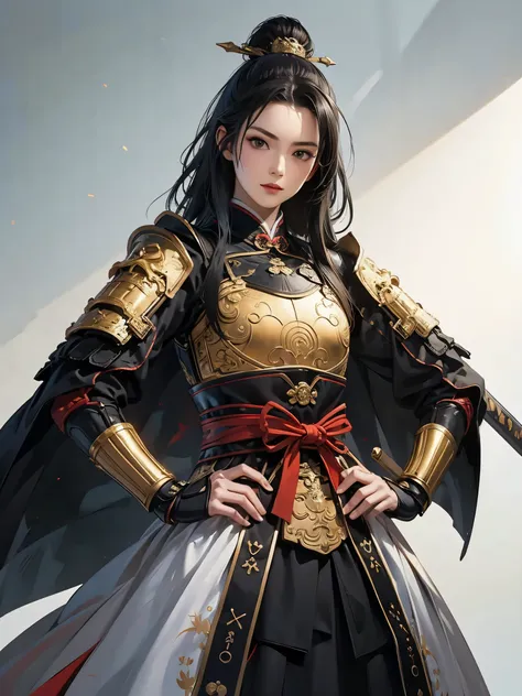xuer Ancient Chinese sword, Beautiful woman with dark hair :1.3, Groovitz , Hanhu ,(( pure white background )), ( Highest Quality), handsome,naked、 female knight with an exquisitive drawn hand facing forward {x} with an astonishing muscular p...