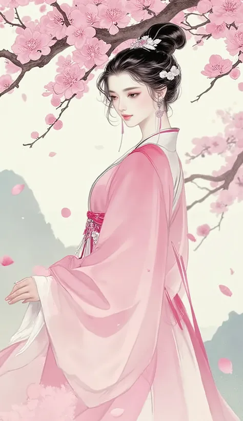 (masterpiece, 8k, best quality, high detail, sharp focus, cinematic lighting), 1 beautiful young Chinese woman, exquisite perfect symmetrical face, elegant graceful posture, perfect anatomy, perfect hands, five fingers. She has flawless smooth skin, clear ...