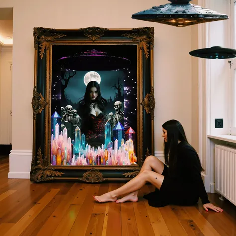 Nightmarish psychological horror portrait: Woman confronts cosmic horror entity in Victorian mirror, reality fracturing.
Mirror Horror Elements:
- Ancient eldritch entity with multiple shifting faces
- Writhing mass of ethereal tentacles made of shadow an...