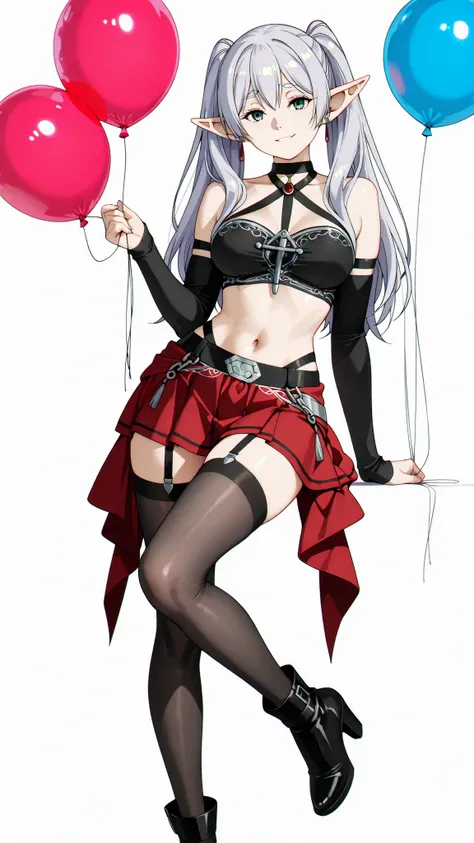 4k, masterpiece, highly detailed, full-body shot, white background, 9:16 aspect ratio.

Frien from Sousou no Frieren, a slender and elegant elven mage with long, gently flowing silver hair, green eyes, fair skin, and pointed elven ears.

She wears a black ...