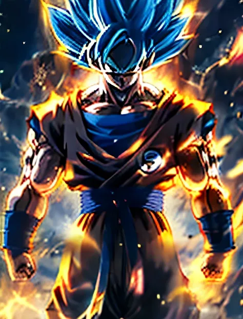 DRAGON BALL、Son Goku、 Super Saiyan Blue、Blue hair、Standing Hair