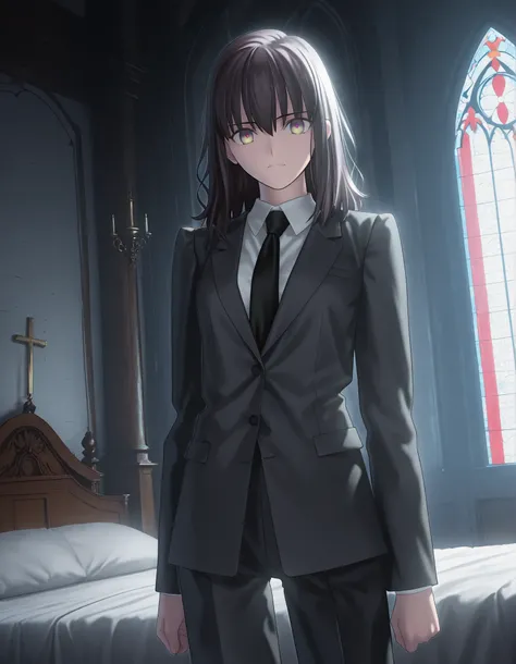 masterpiece, best quality, amazing quality, , 1girl, solo, ((church)), looking at viewer,  <lora:Fate_SNHA_style_ILL-v2:1> fatesnhastyle, game cg,fatevnstyle, ((cinematic light)), [(gradient eyes from {dark gray} to {light green}):0.2], {detailed beautiful...