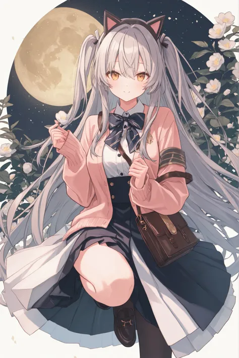 金髪のロングヘアの成人女性(20代), ウエストまでの柔らかな髪, 透明感のある青い瞳, 優しい微笑み, 白いワンピース, ストローハットを片手に持つ, 海辺の遊歩道で振り返るポーズ, 風で髪とスカートがなびく, 背景に穏やかな海と白波, 遠くの海鳥, パステル調の空, 35mm, 浅い被写界深度, 逆光の光輪, 三分割構図