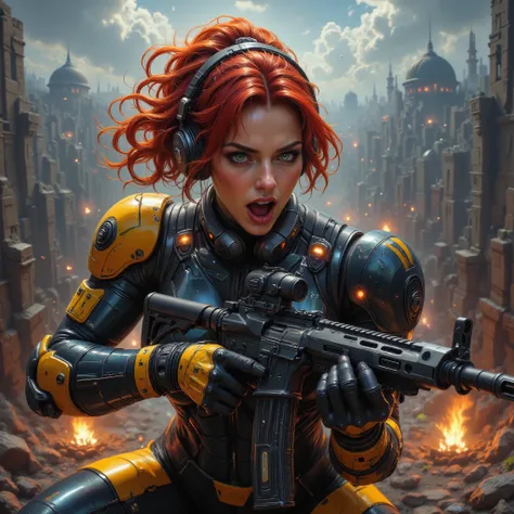 (High Resolution, Masterpiece: 1.2), (current: 1.37), (best quality, high resolution, super detailed, current), fascinating dark fantasy 8k, Masterpiece, Superior Quality, High Angle, Full panoramic shot from bust to chest looking straight ahead, stares at...