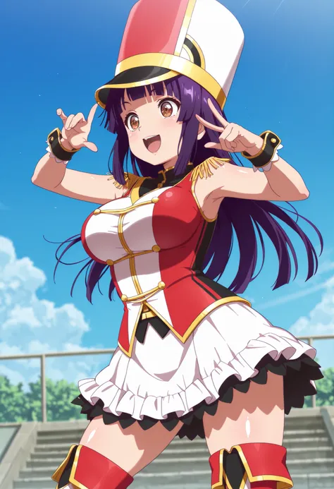 score_9, score_8_up, score_7_up, source_anime, solo, 1girl, absurdres,highres,masterpiece,best quality,amazing quality, ultra detailed anime style, anime coloring, shiny skin, perfect eyes,detail1eye,well-defined fingers, AoiIzumizawa, brown eyes, purple h...