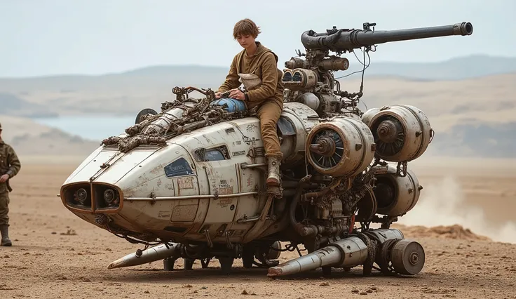 (masterpiece. ultra high definition .realistic)、small combat walking weapon with a total height of 2 meters、two-legged walking robot with thin ostrich legs、Very old lightweight robot、Ultra-fine machine-made ostrich legs、Bird leg joints、Exposed fine machine...