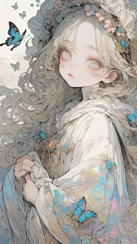 (dynamic angle)detailed face、well-balanced body、detailed face、Kindergarten girl,Butterflies on background,Angel Ball ,Hallucinatory Art 、 dmt The Beginning of the Ego、 Psychedelic 、 Highly Detailed Fantasy Art、She looks like the Virgin Mary、mercy、 ...