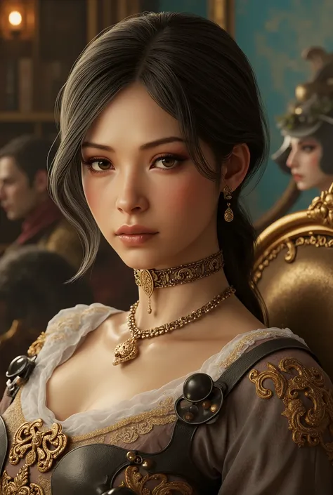 , uma princesa , Personagens de "era vitoriana, steampunk, Illustrated book cover, Highly detailed face, beautiful and detailed eyes, beautiful detailed lips, long lashes, vestido elegante, steampunk glasses , Addressable in the background (melhor qualidad...