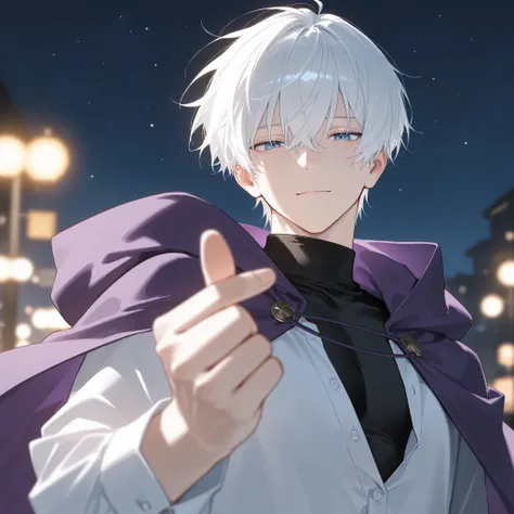 score_9, score_8_up, score_7_up, masterpiece, best quality, detailed face, 1 boy, solo, beautiful, modest chest, slender body, mature, masculine, light makeup, gentle smile, closed mouth, white hair, short hair, blue eyes, bunny ears, black turtleneck inne...